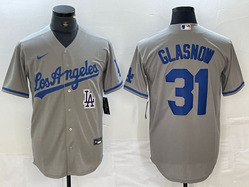 Men Los Angeles Dodgers #31 Glasnow Grey Nike Game MLB Jersey style 6